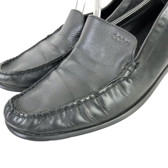 ECCO Black Slip On Drivers Driving Loafers Genuine Leather Slip On Shoes sz 41 - Picture 9 of 16